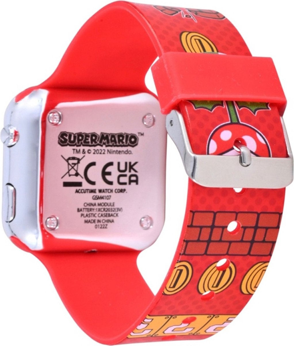 Disney 5-dis031 super mario kinderhorloge met led display voor datum en tijd – rood