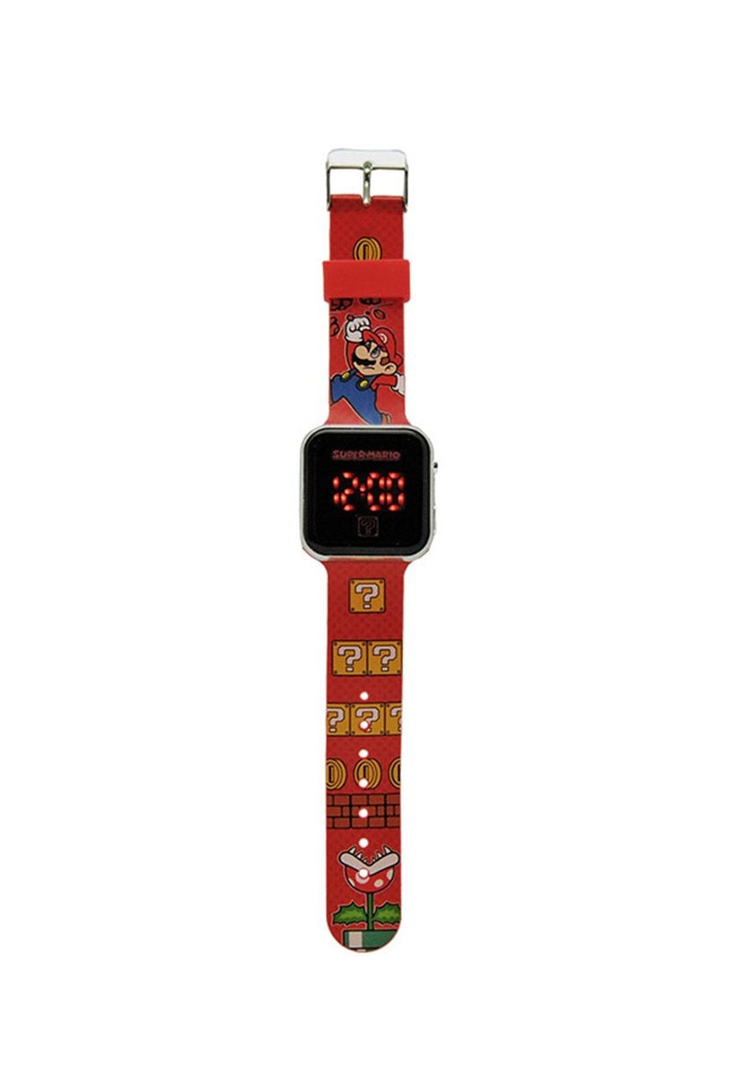 Disney 5-dis031 super mario kinderhorloge met led display voor datum en tijd – rood