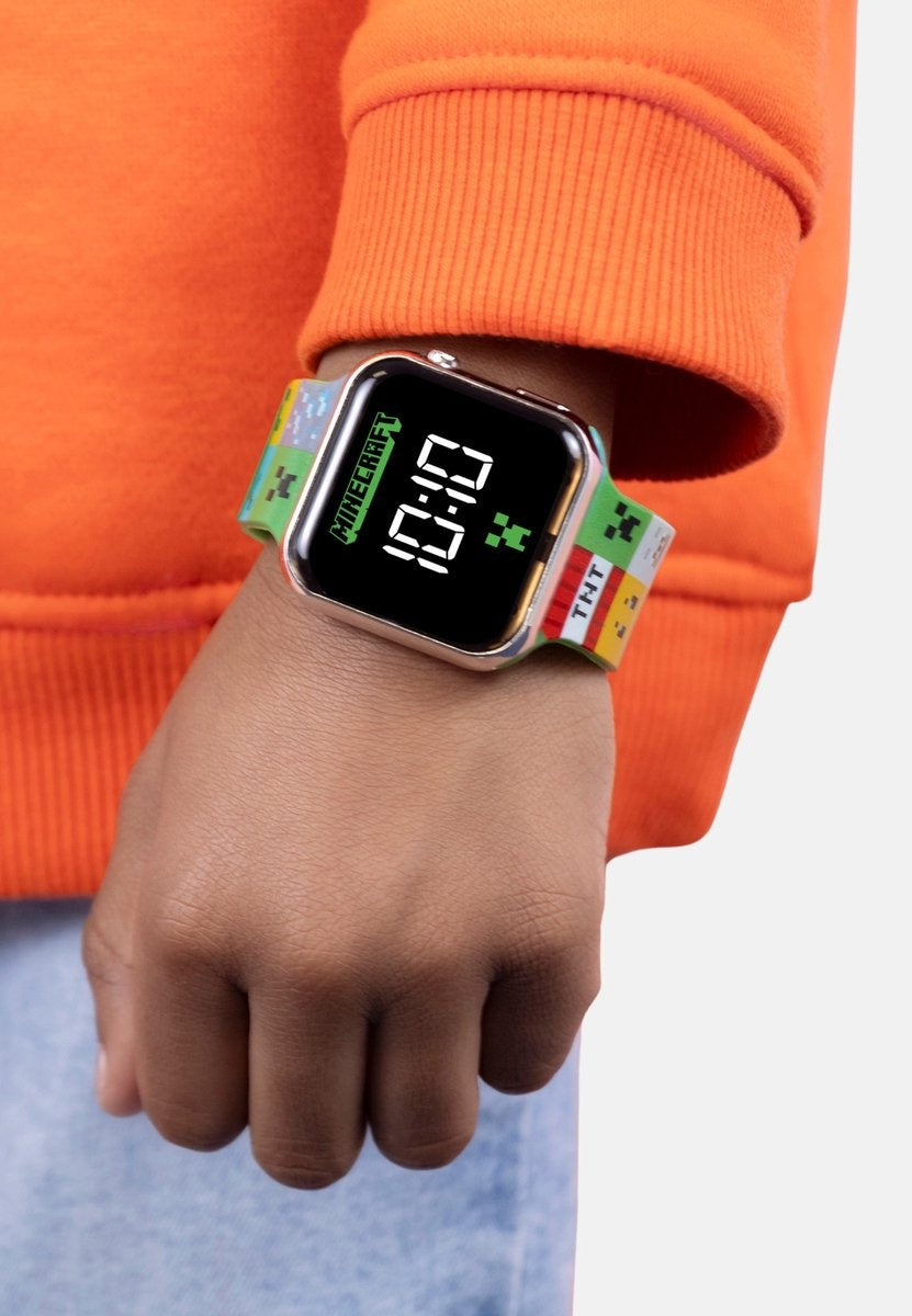 Minecraft kinder led digitale horloge met meerkleurige siliconen band