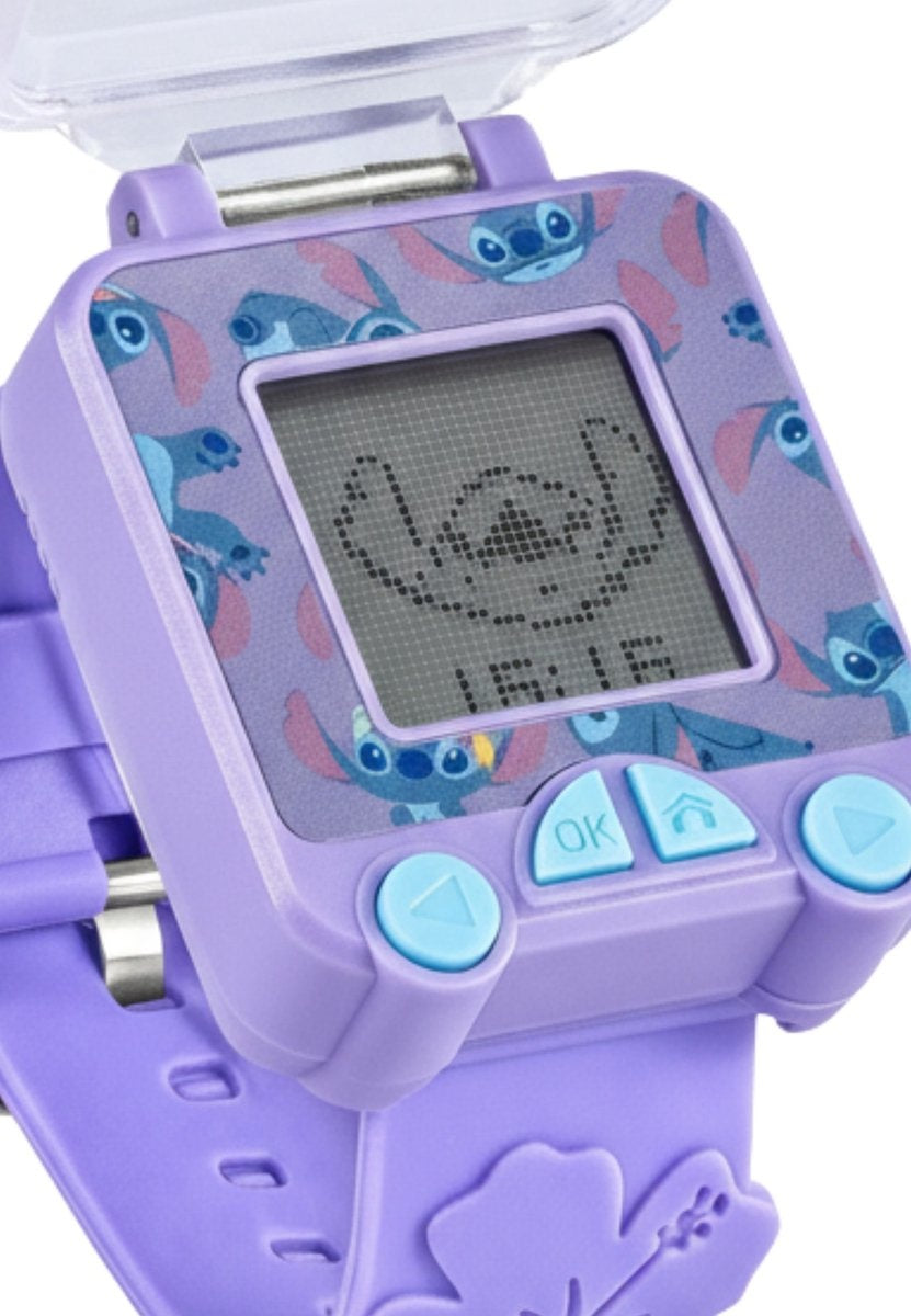 Stitch leren horloge met paarse band
