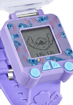Stitch leren horloge met paarse band