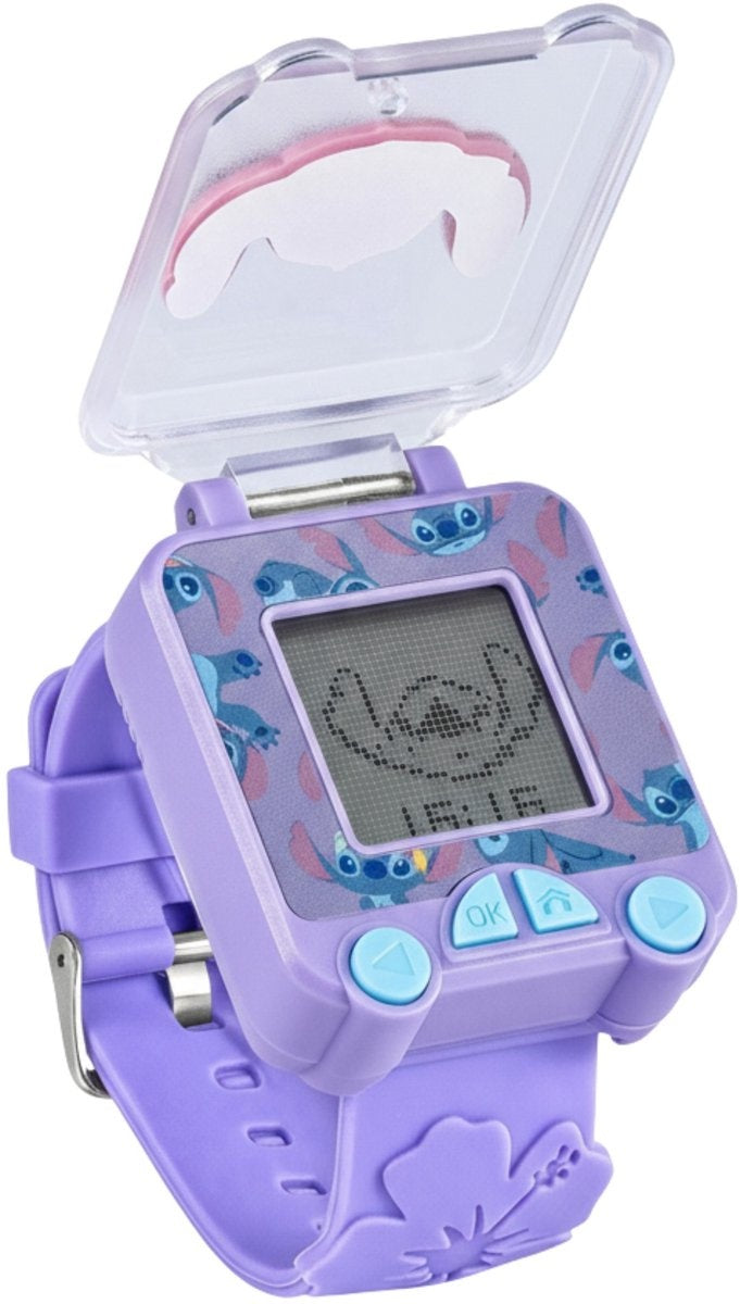 Stitch leren horloge met paarse band