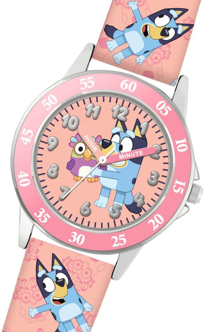 Bluey leren horloge met roze band
