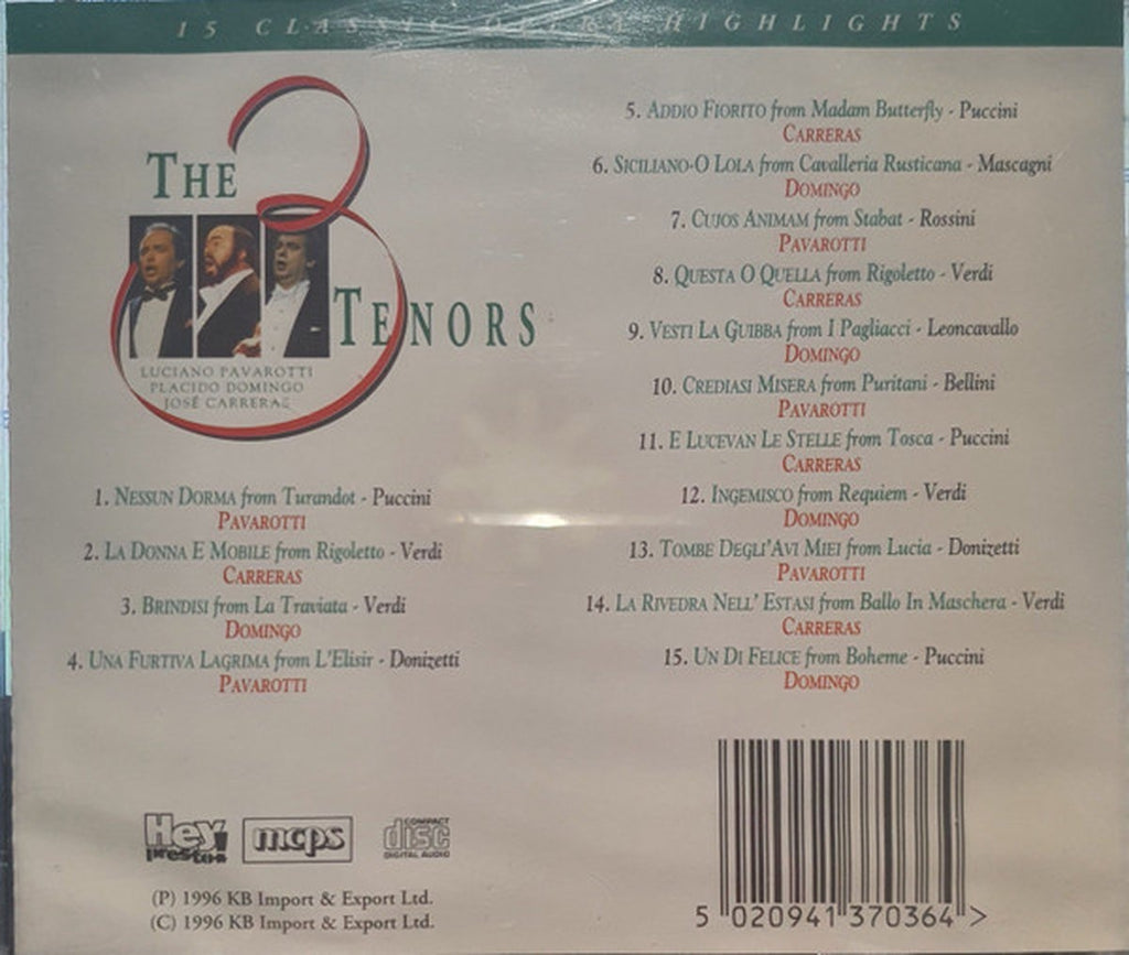 Luciano pavarotti, placido domingo, josé carreras – the 3 tenors – 15 classic opera highlights – CD