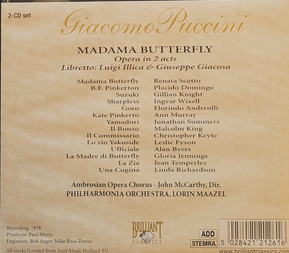 Puccini: madama butterfly – CD