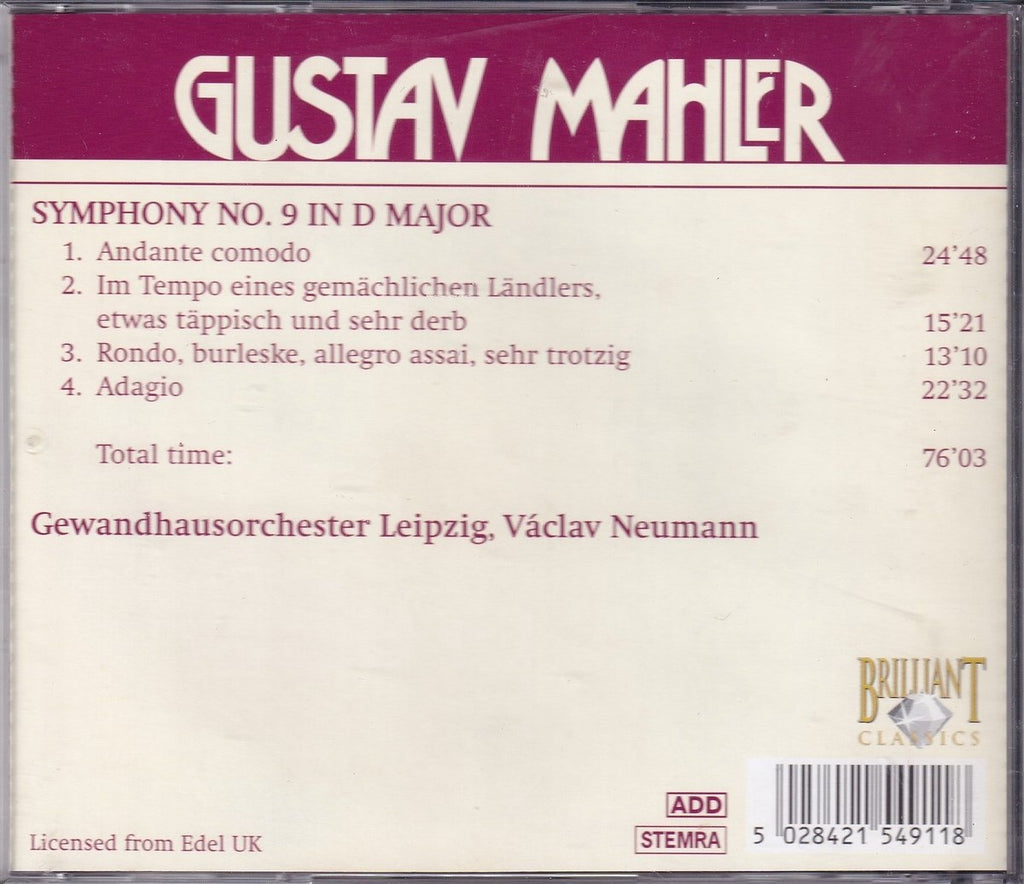 Gustav mahler: symphony no. 9 in d major – CD