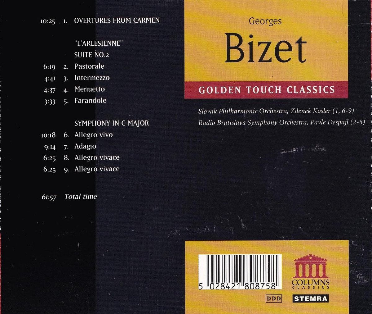Overtures from carmen – l'arlesienne suite no. 2 – symphony in c – CD