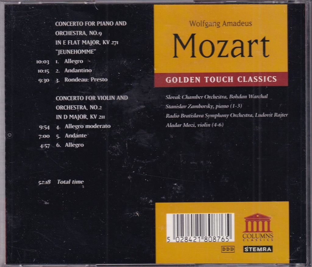 Piano concerto 9, violin concerto 2 – wolfgang amadeus mozart, golden touch classics – radio bratislava symphony orchestra o.l.v. ludovit rajter, slovak chamber orchestra o.l.v. bo