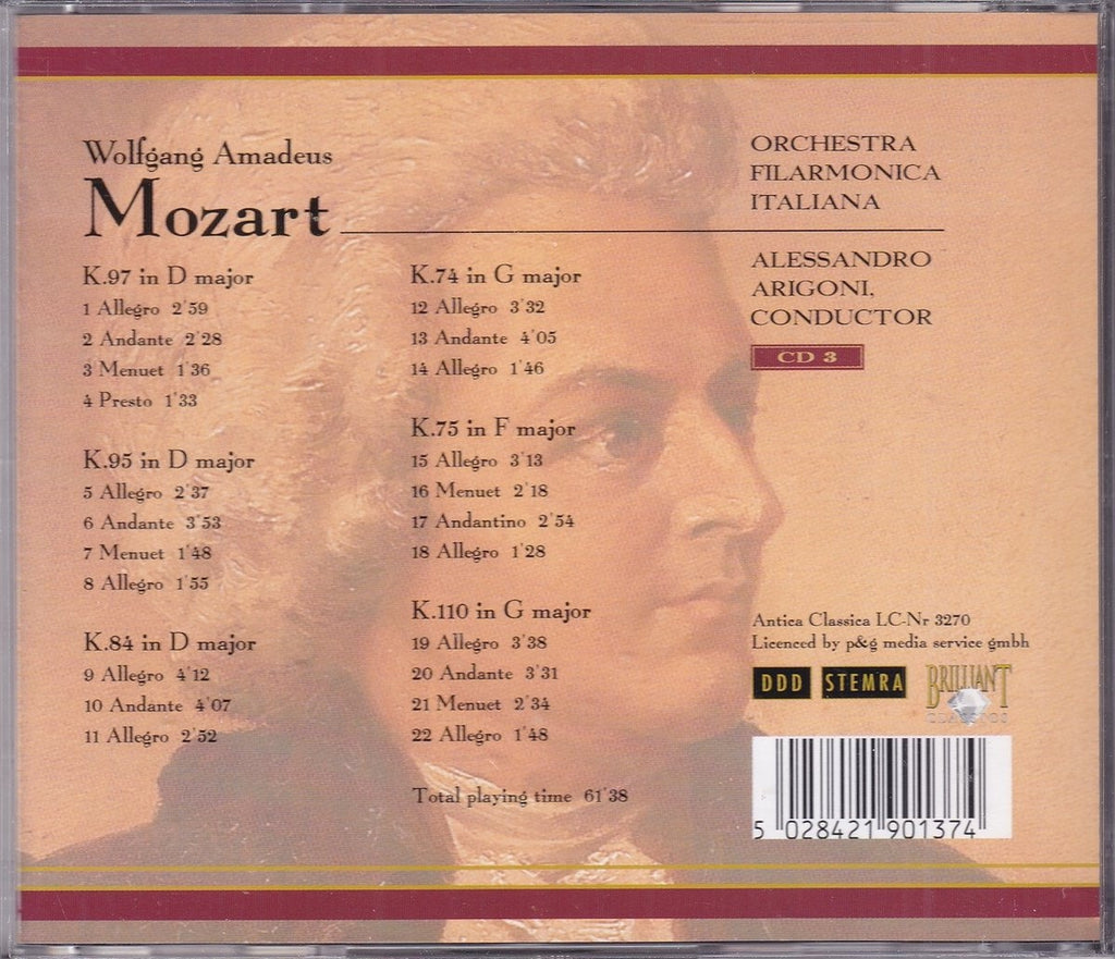 Werken van wolfgang amadeus mozart 3 – orchestra filarmonia italiana o.l.v. alessandro arigoni – CD