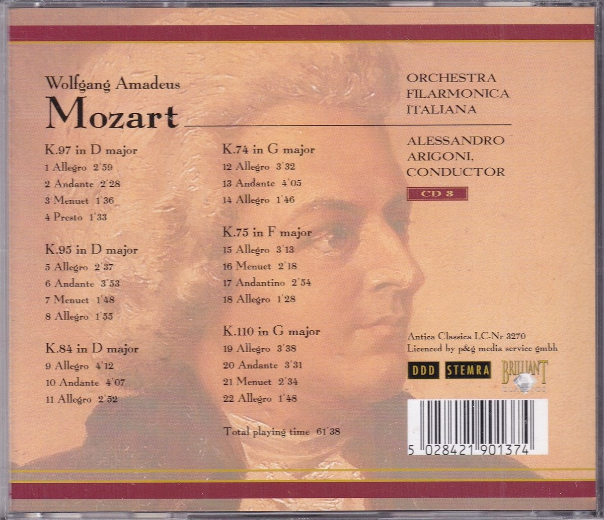 Werken van wolfgang amadeus mozart 3 – orchestra filarmonia italiana o.l.v. alessandro arigoni – CD