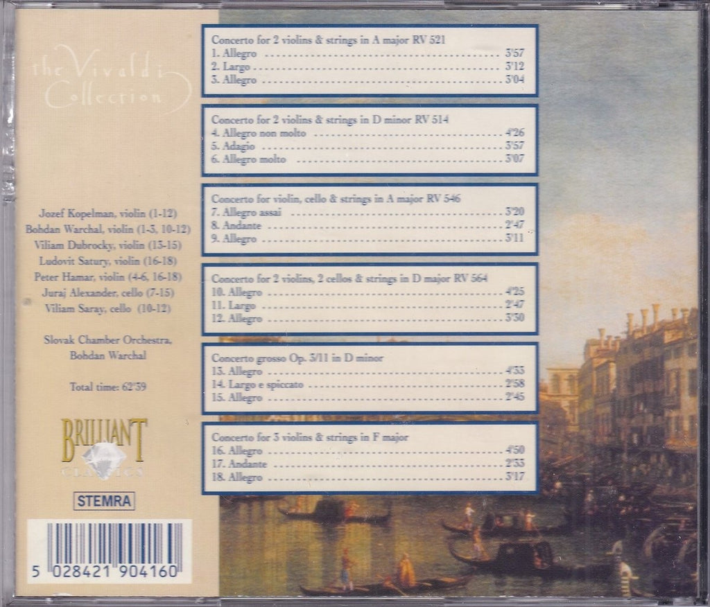 Violin concertos , the vivaldi collection – antonio vivaldi – jozef kopelman, bohdan warchal, viliam dubrocky, ludovit satury, peter hamar, juraj alexander, viliam saray, slovak ch