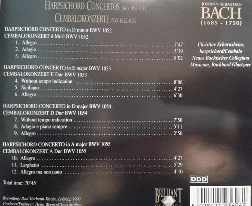 Bach – harpsichord concertos – cembalokonzerte – CD
