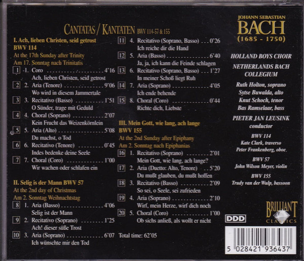 Bach – cantatas bwv 114 – 57 – 155 – CD