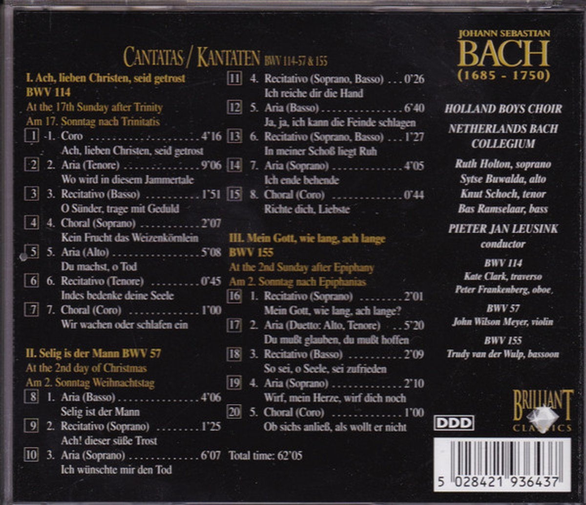 Bach – cantatas bwv 114 – 57 – 155 – CD