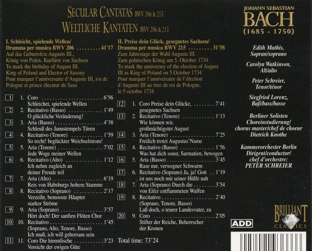 Bach edition – secular cantatas bwv 206 & 215 – CD