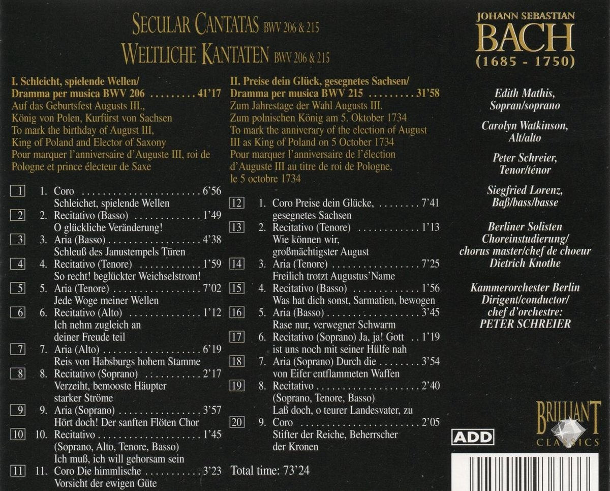 Bach edition – secular cantatas bwv 206 & 215 – CD