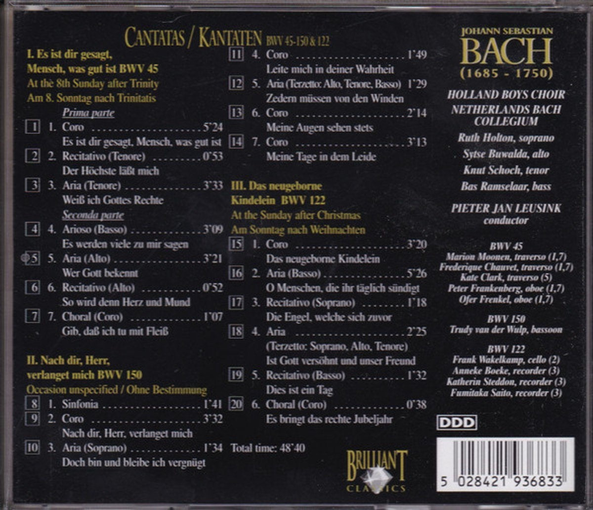 Bach edition: cantatas bwv 45, bwv 150, bwv 122 – CD