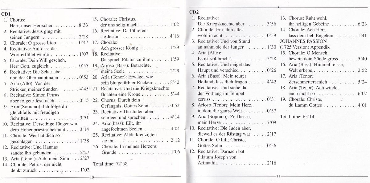Johann sebastian bach: johannes-passion – CD