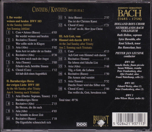 Bach – kantaten bwv 103-185-2 – CD
