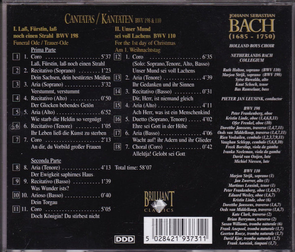 Bach cantatas bwv 198 & 110 – CD