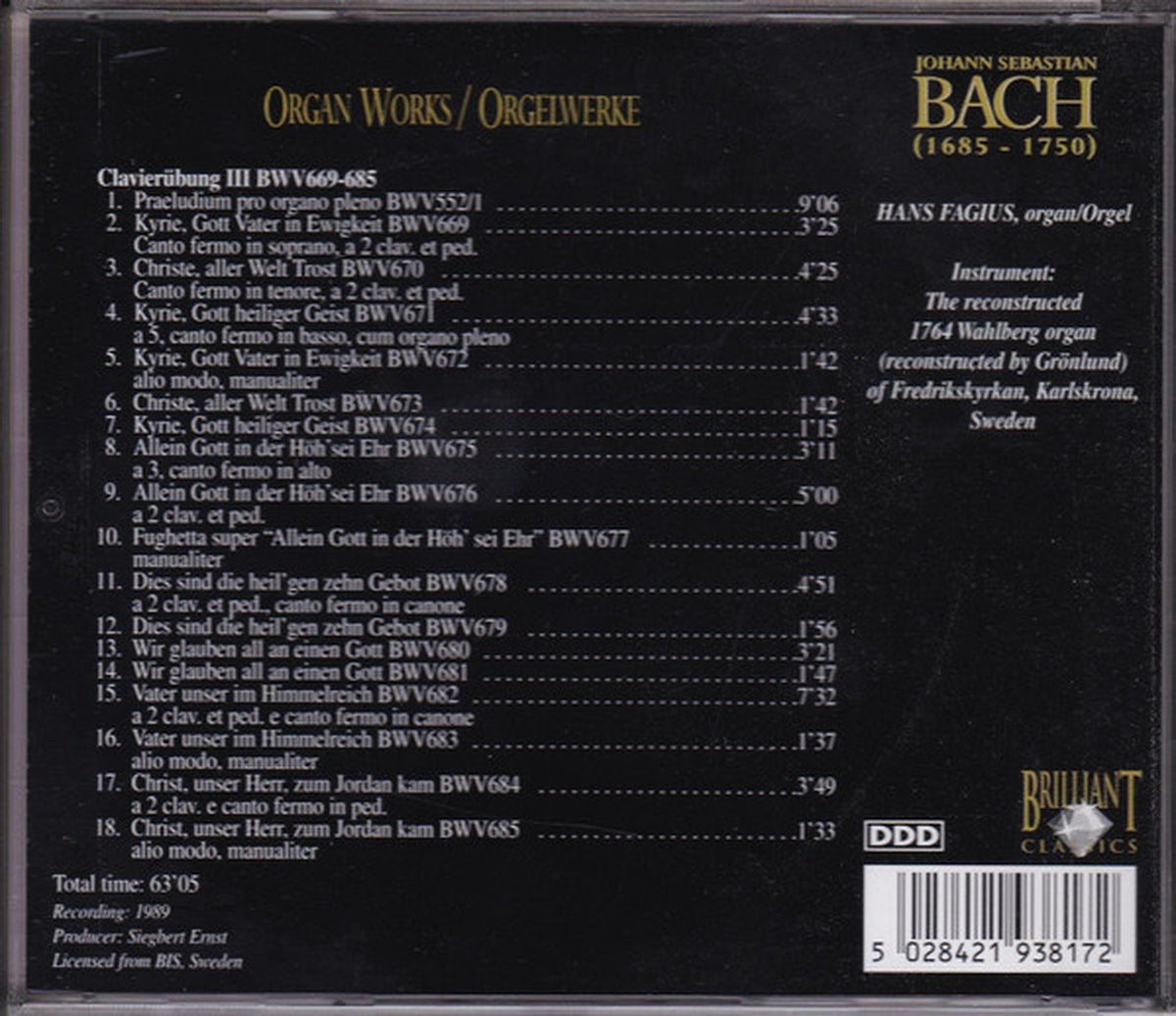 Bach edition – organ works bwv 669-685 – CD