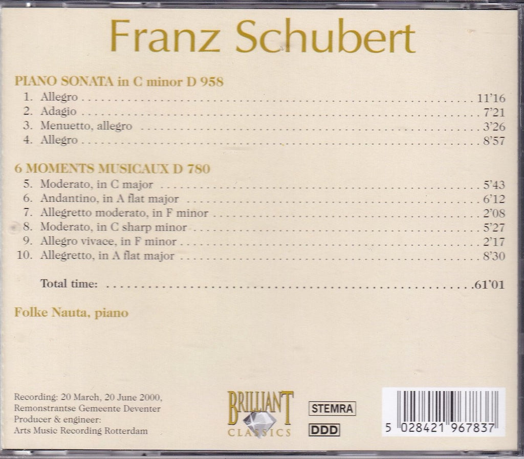 Franz schubert – folke nauta, piano – CD