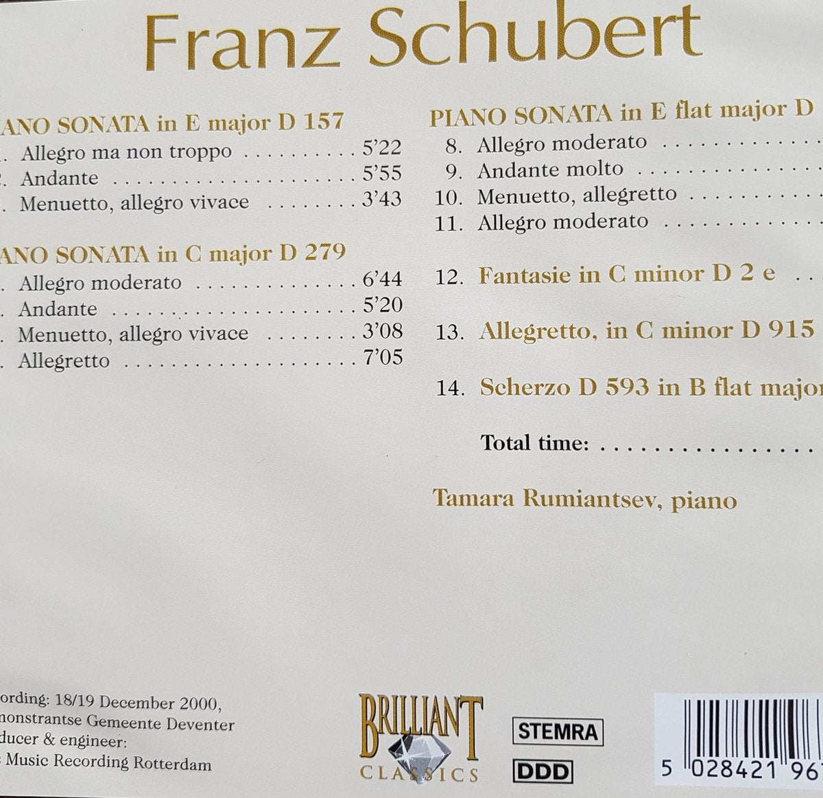 Franz schubert – tamara rumiantskey – CD