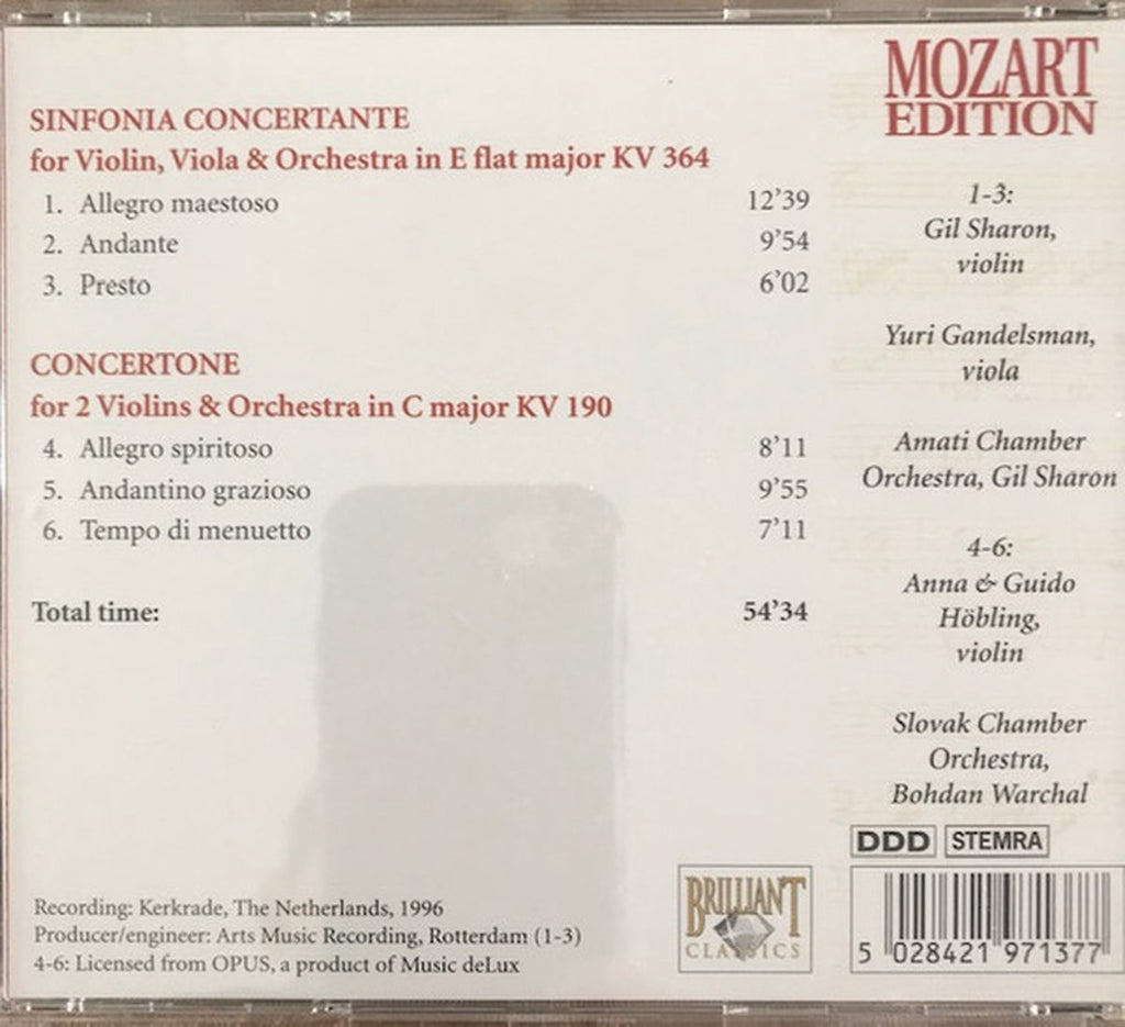 Mozart: sinfonia concertante; concertone – CD