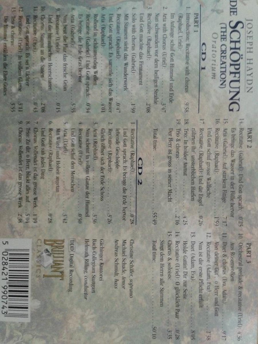 2-CD haydn – die schopfung – helmuth rilling (no booklet)