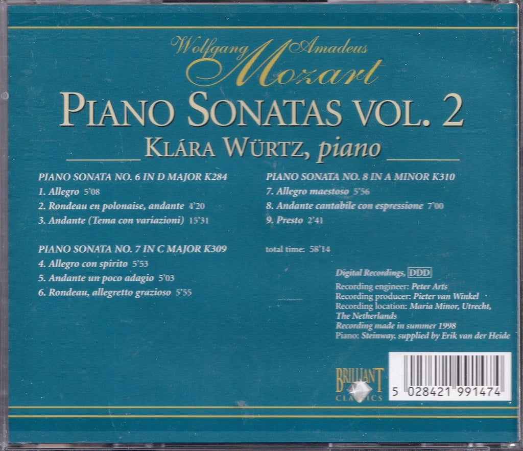 Wolfgang amadeus mozart – klára würtz ‎ – piano sonatas vol. 2 – CD