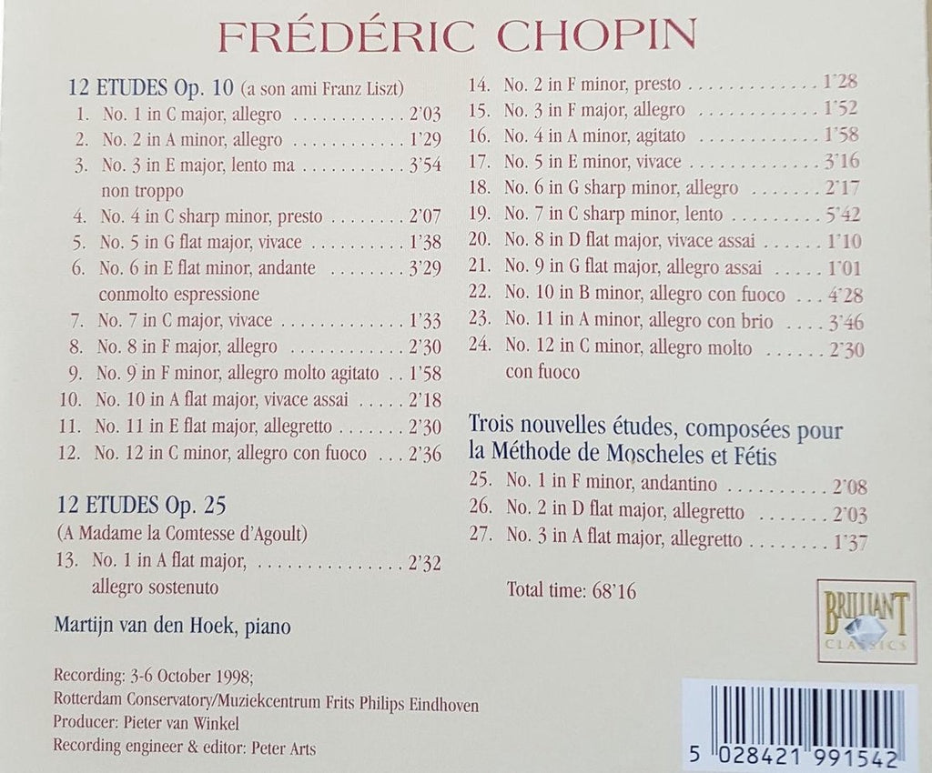 Chopin etudes m. van den hoek – CD