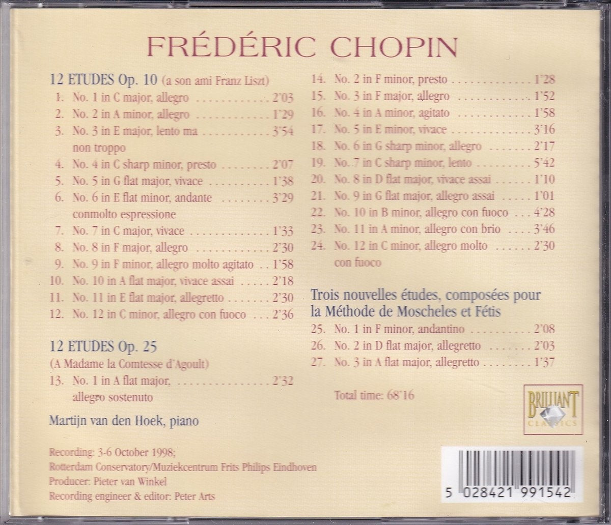 Chopin etudes m. van den hoek – CD