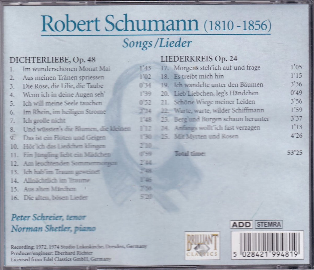 Schumann – songs – lieder – CD