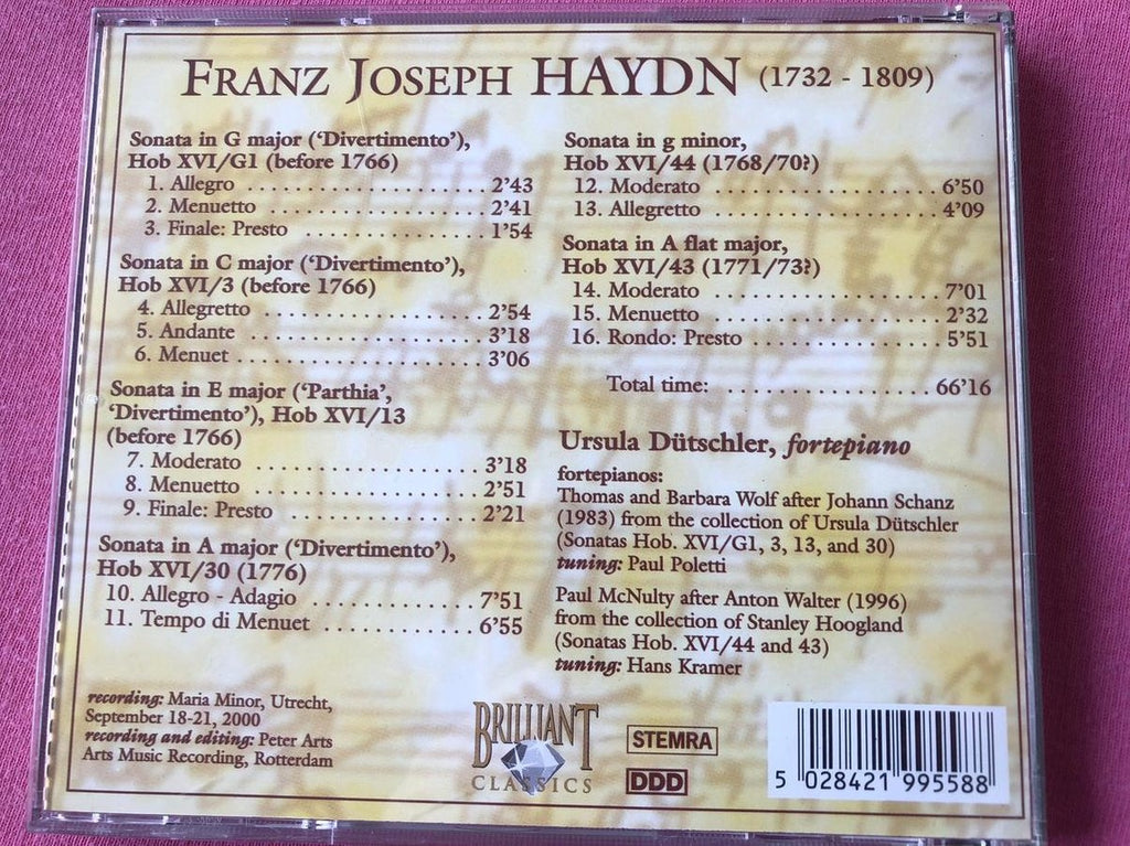 Haydn – piano sonatas – ursula dutschler , fortepiano – CD