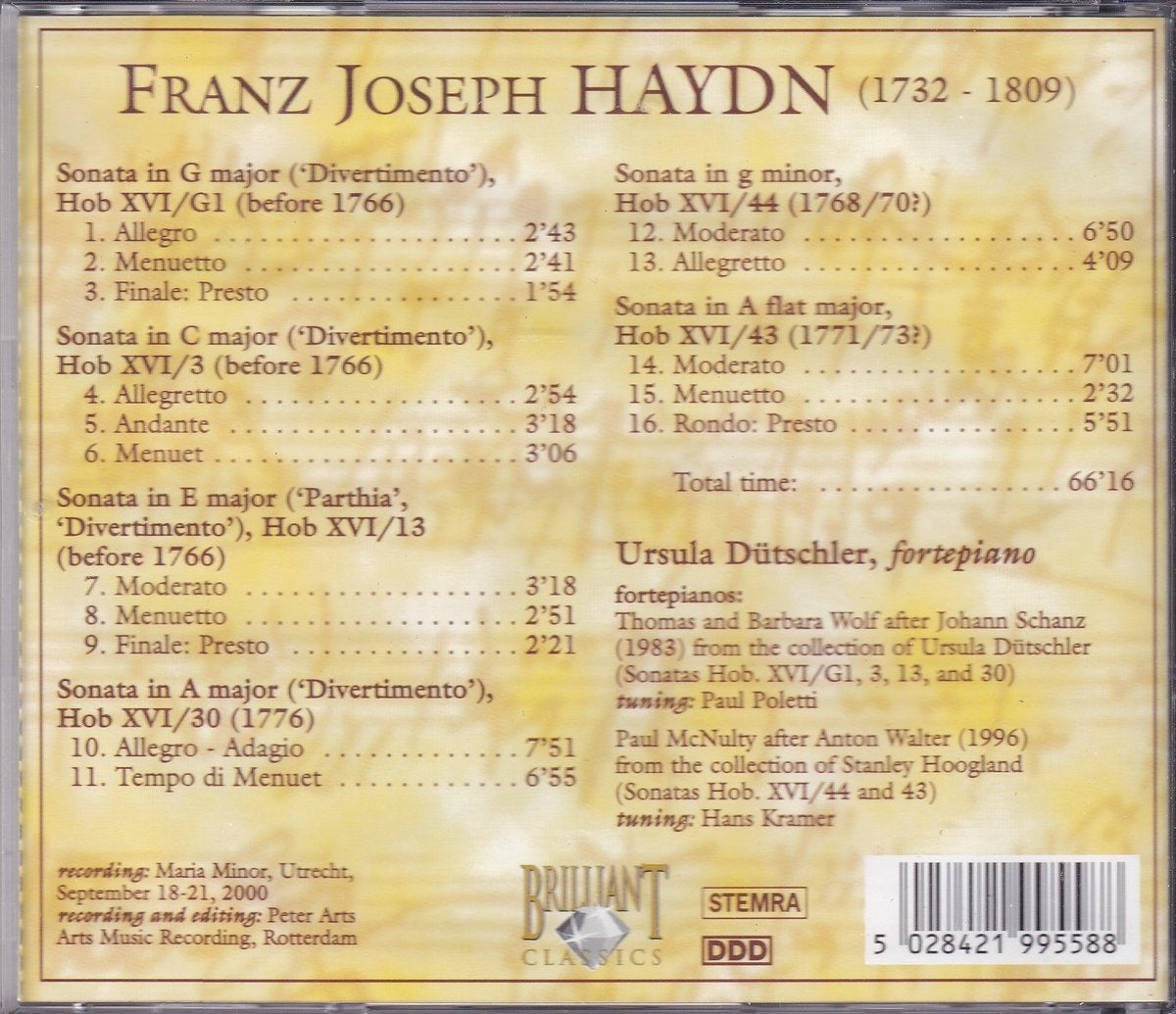 Haydn – piano sonatas – ursula dutschler , fortepiano – CD