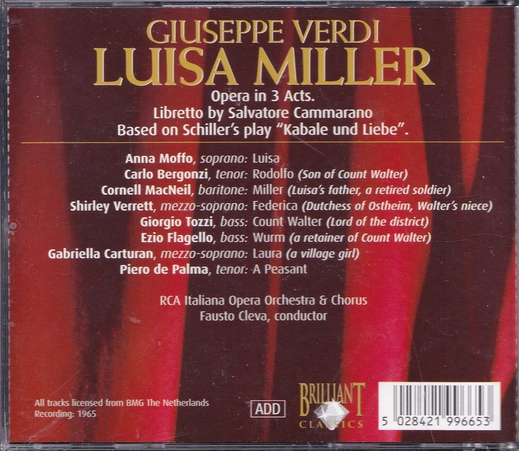 2cd luisa miller – giuseppe verdi – rca italiana orchestra and chorus o.l.v. fausto cleva – CD