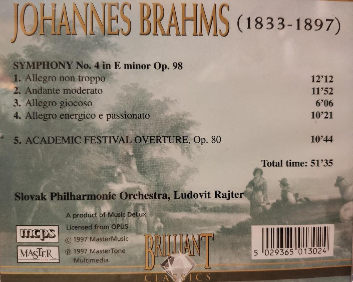 Johannes brahms symphony no. 4 – academic festival overture – slovac philharmonic orchestra ludovit rajter – CD
