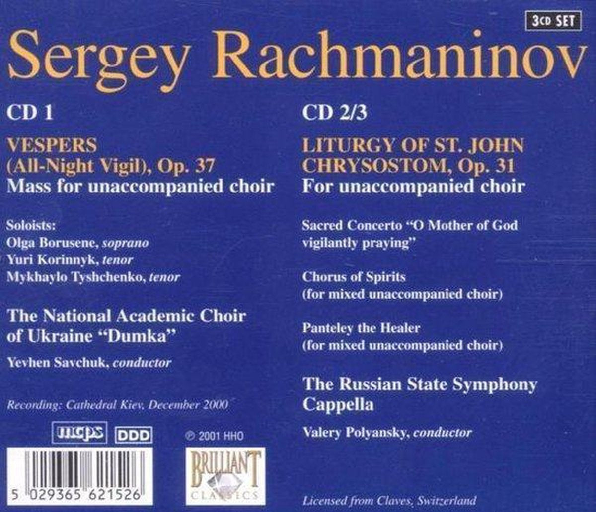 Rachmaninov: vespers, liturgy of st john chrysostom etc – savchuk et al – CD