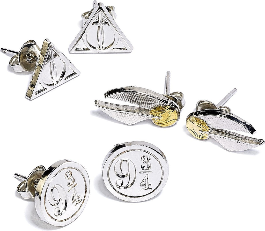 The Carat Shop – Harry Potter deadly hallows – golden snitch – platform 9 3/4 oorbellen