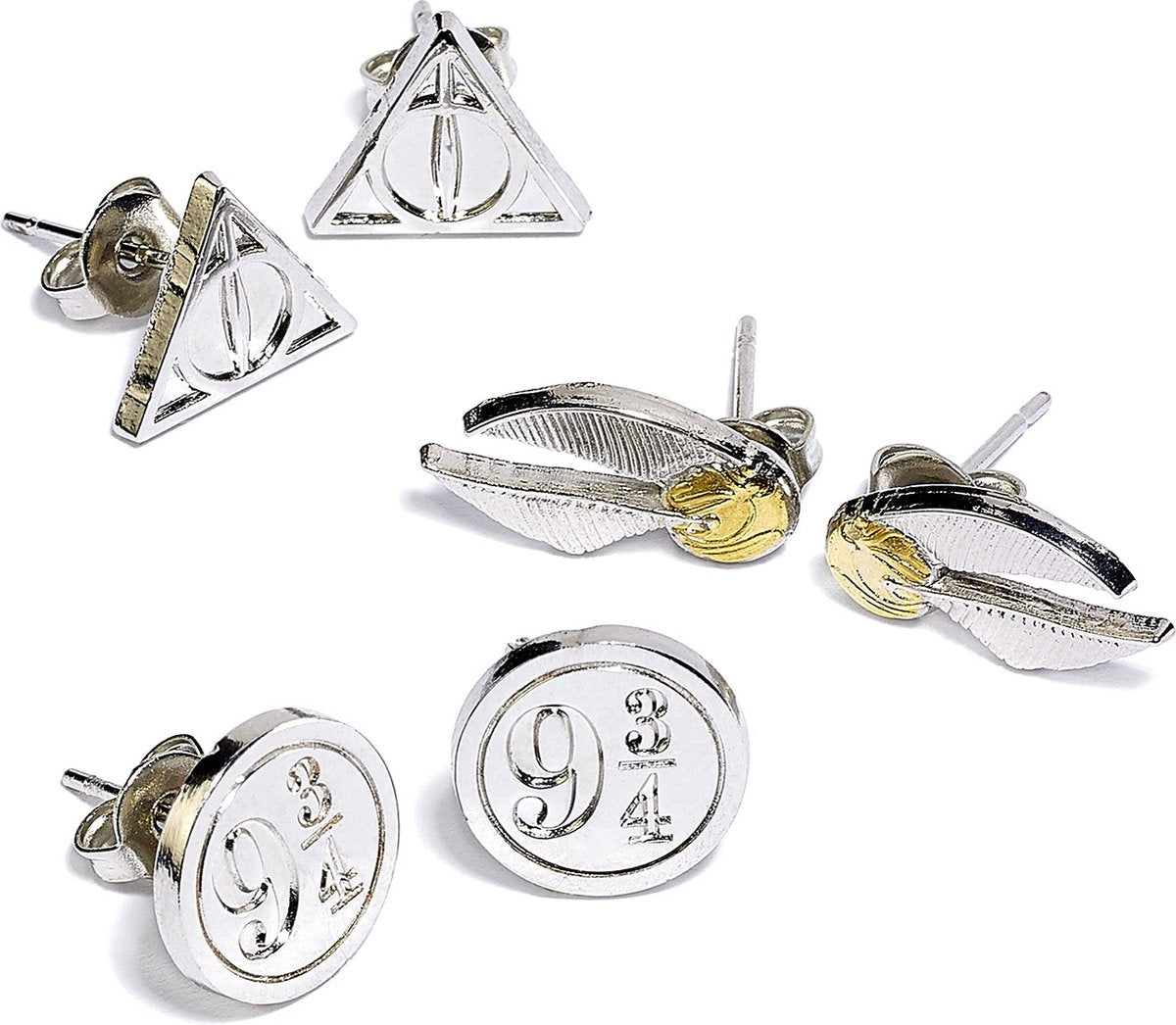 The Carat Shop – Harry Potter deadly hallows – golden snitch – platform 9 3/4 oorbellen