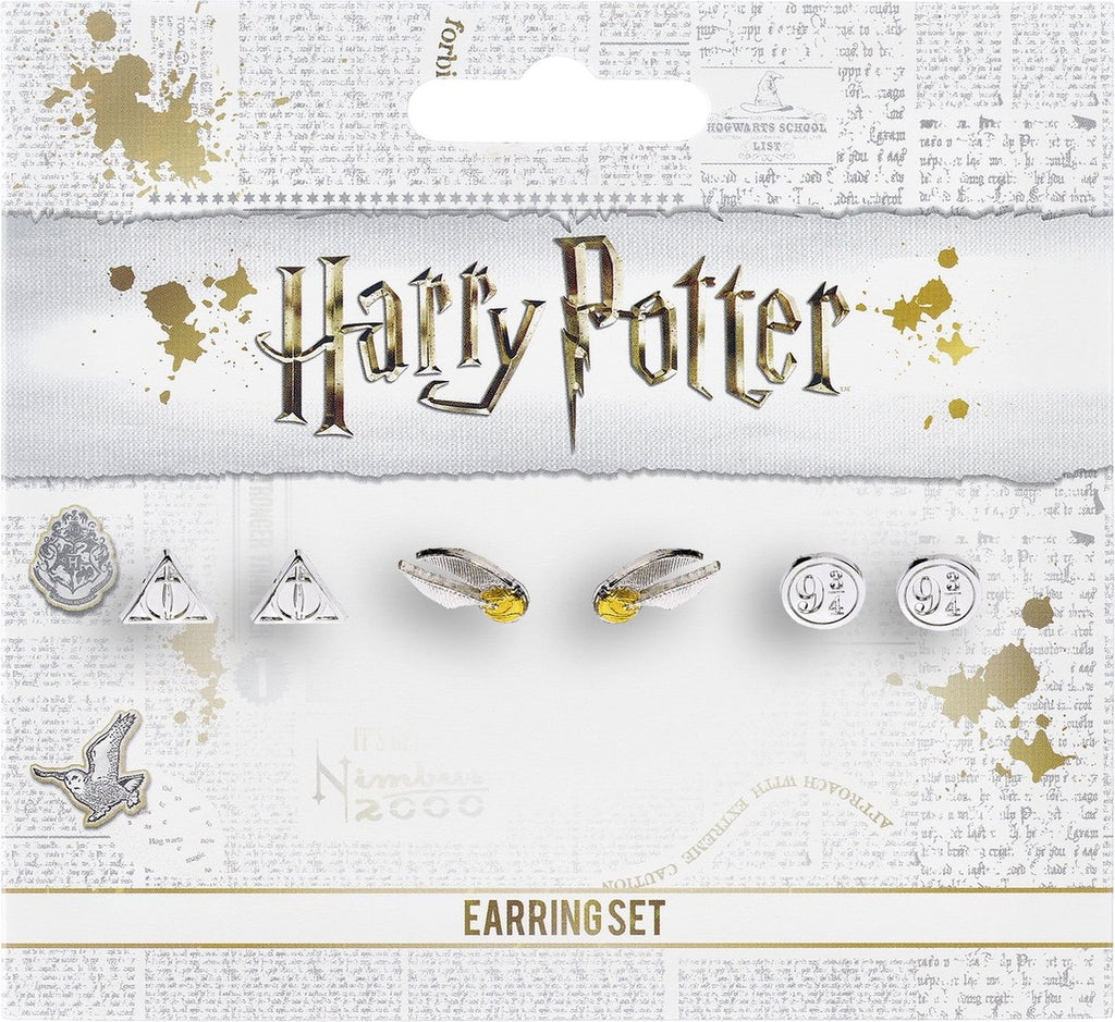 The Carat Shop – Harry Potter deadly hallows – golden snitch – platform 9 3/4 oorbellen