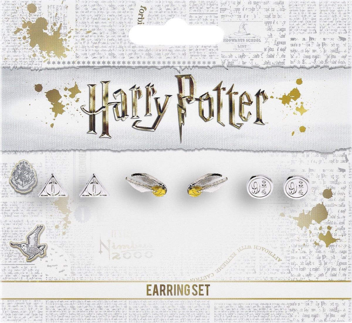 The Carat Shop – Harry Potter deadly hallows – golden snitch – platform 9 3/4 oorbellen