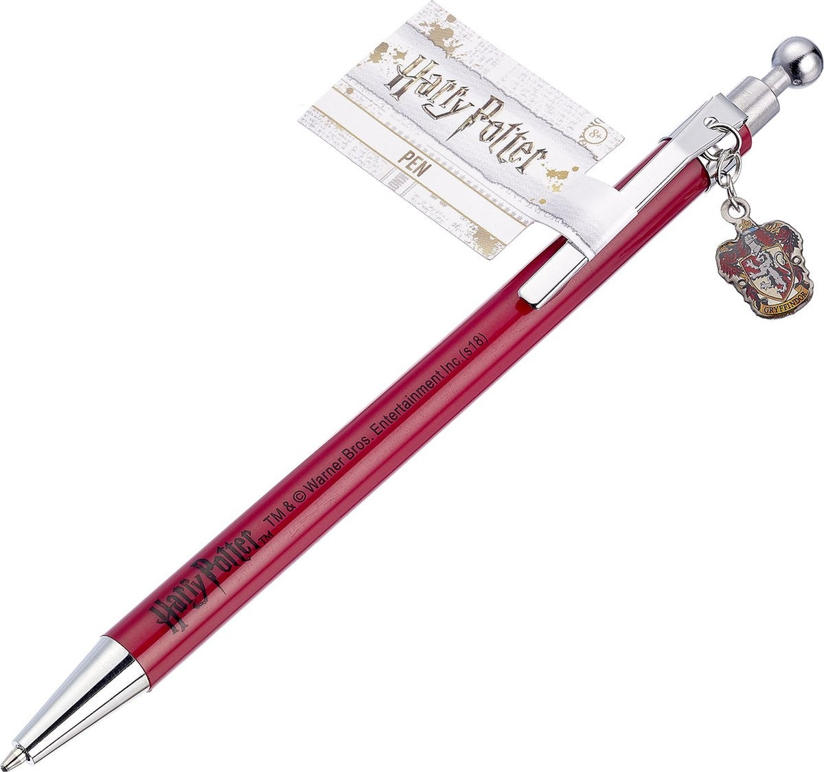 The Carat Shop – Harry Potter – pen met gryffindor wapenschild bedel – rood en zilver