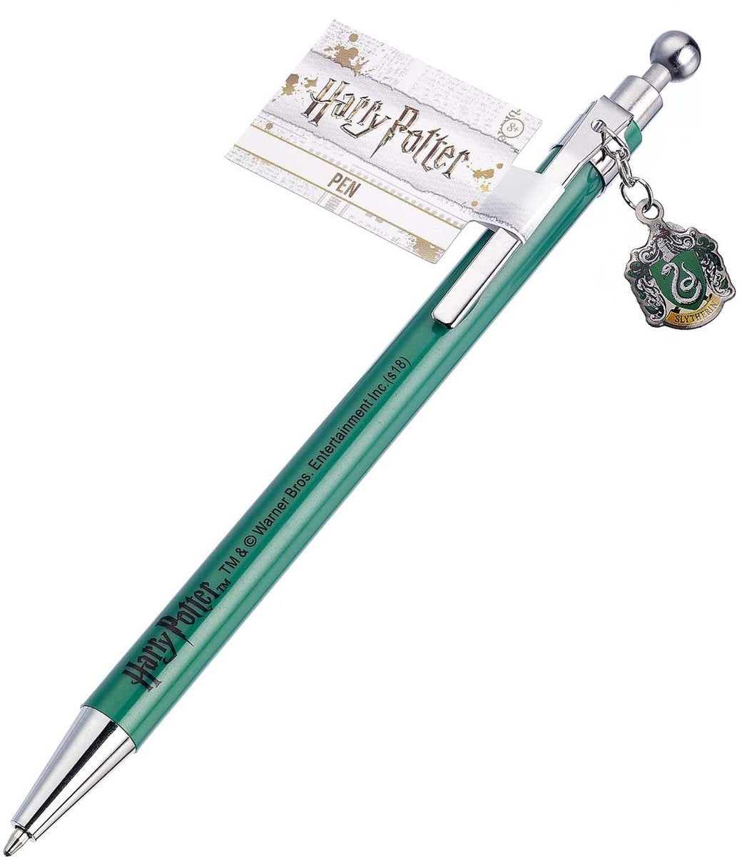 The Carat Shop – Harry Potter – pen met slytherin wapenschild bedel – groen en zilver