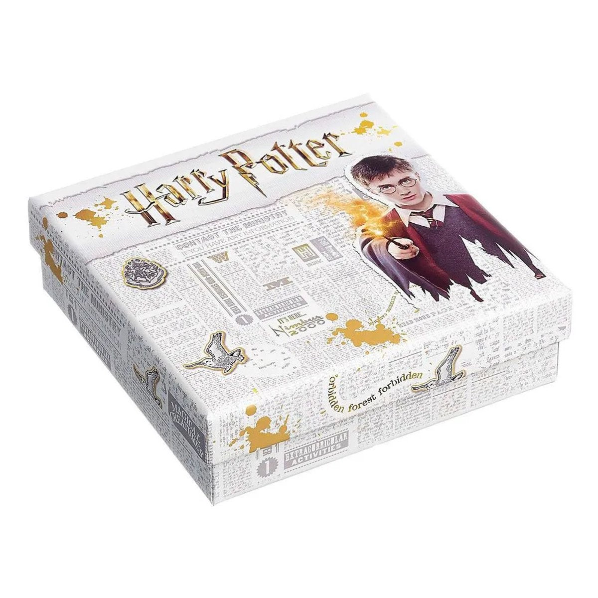The Carat Shop – Harry Potter verzilverde armband met 3 spreuk kralen en deathly hallows & snitch bedels