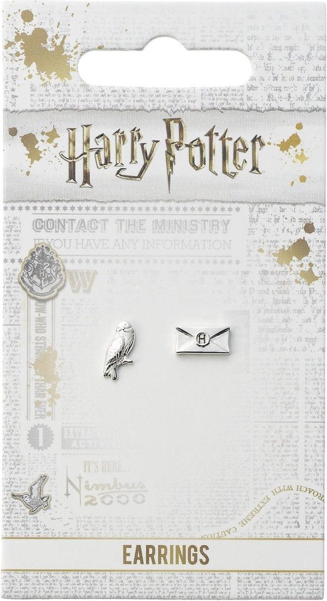 The Carat Shop – Harry Potter – hedwig uil en brief oorknopjes – oorbellen – zilverkleurig