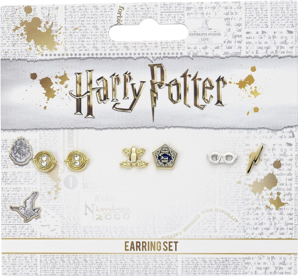 The Carat Shop – Harry Potter oorbellen set met time turner – chocolade kikker en bril – bliksemschicht oorbellen