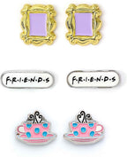 The Carat Shop – friends tv show – set van 3 oorbellen – frame – koffie kopje – friends logo