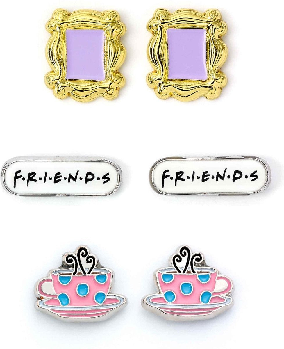 The Carat Shop – friends tv show – set van 3 oorbellen – frame – koffie kopje – friends logo