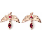 The Carat Shop – Harry Potter zilveren vergulde fawkes oorbellen met rode kristallen